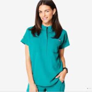 RARE Figs Kira Teal Scrub Top